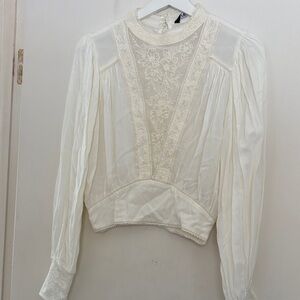 Zara Cream Lace Detail Blouse